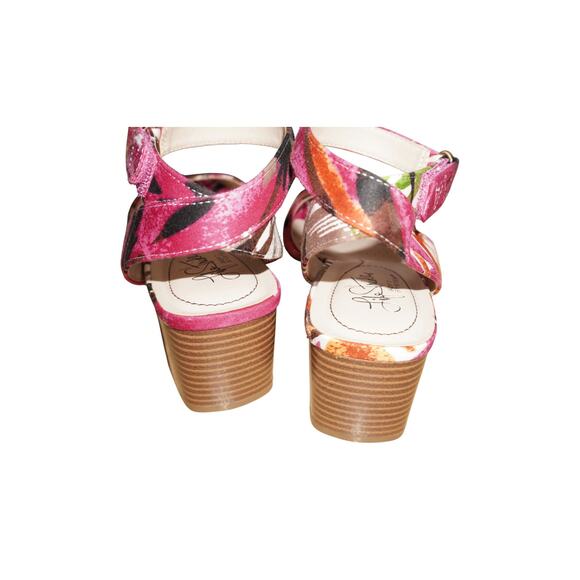 Kelly & Katie Rosetta Sandals 9.5M Pink Multi Block Heel Ankle Strap Floral - Picture 7 of 7